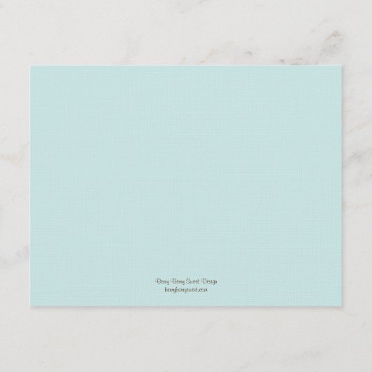 Moderne papaver-weddenschapskaart - Aqua Blue Informatiekaartje (Achterkant)