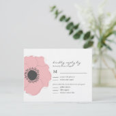 Moderne papaverbruidende RSVP/reactiekaarten (roze RSVP Kaartje (Staand voorkant)