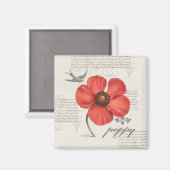 Moderne papaverillustratie magneet (Voorkant / Achterkant)