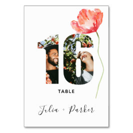 Moderne papaverrode bruiloft nummer 16 kaart
