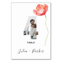 Moderne papaverrode bruiloft nummer 4 kaart