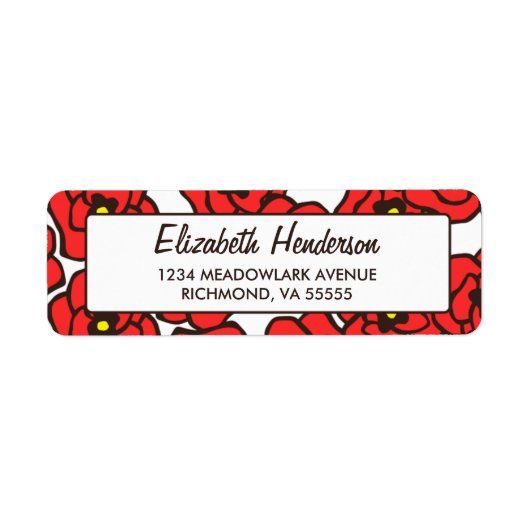 Moderne papavers bloemenprint retour adres labels (Voorkant)