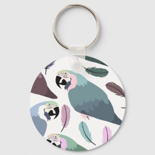 Moderne Papegaaien Tropisch Patroon  Sleutelhanger