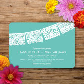 Moderne Papel Picado Aangepaste kleur + Foto | Wed Kaart