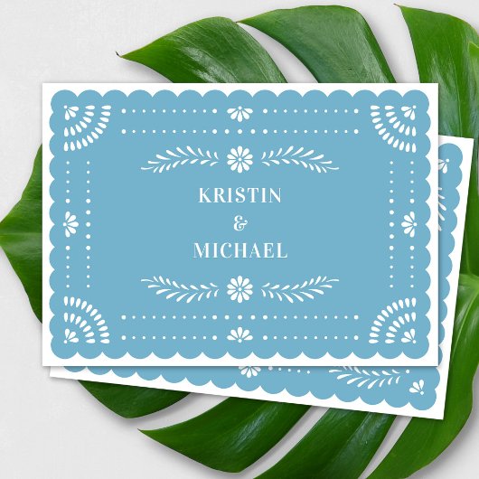 Moderne Papel Picado bewaar de datum Kaart