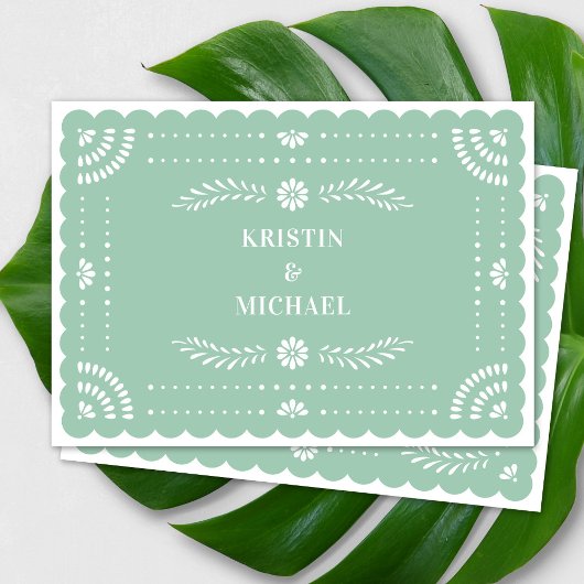 Moderne Papel Picado bewaar de datum Kaart