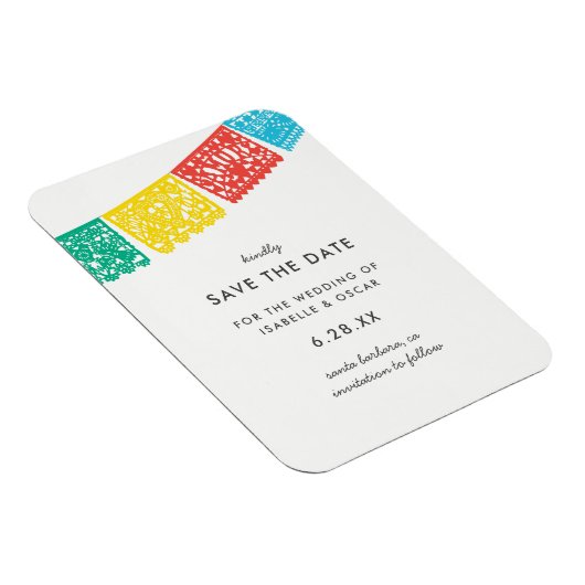 Moderne Papel Picado bruiloft Bewaar de datum Magneet (Rechterzijde)