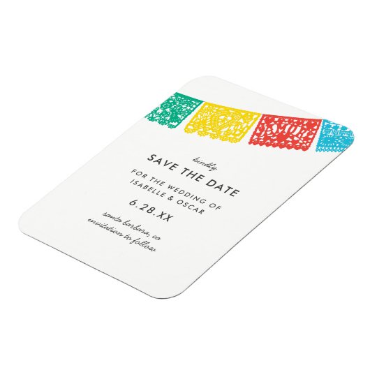Moderne Papel Picado bruiloft Bewaar de datum Magneet (Linkerzijde)