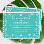 Moderne Papel Picado Mexicaanse bruiloft uitnodigi Kaart