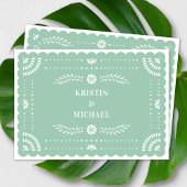 Moderne Papel Picado Mexicaanse bruiloft uitnodigi Kaart