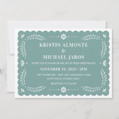 Moderne Papel Picado Mexicaanse bruiloft uitnodigi Kaart (Voorkant)