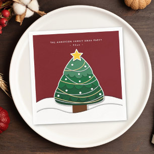 Moderne Papercut stijl Kerstboom Kerstfeest Servet