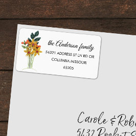 Moderne Papier Gewatteerde Bloemen Retouradres Lab Etiket