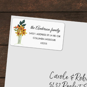 Moderne Papier Gewatteerde Bloemen Retouradres Lab Etiket