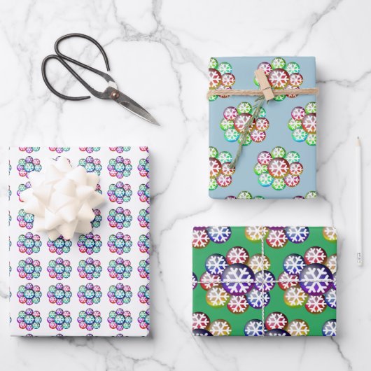 Moderne papierbladen voor snowflake patronen inpakpapier vel (Voorkant)