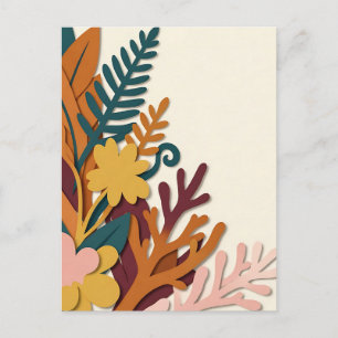 Moderne papieren gesneden herfst botanische hoek briefkaart