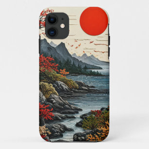 Moderne papierkunst Bergen en bos Case-Mate iPhone Case