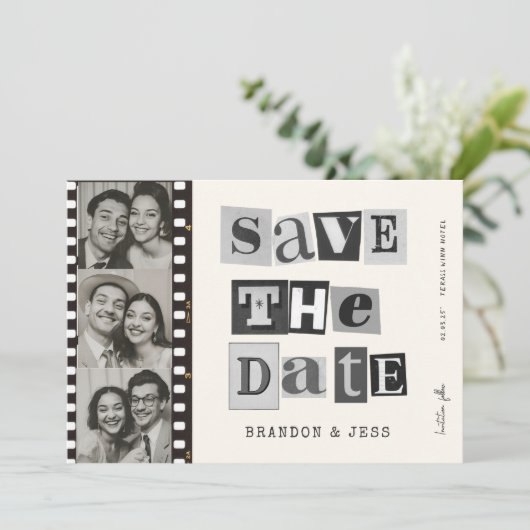 Moderne papiersnede Bewaar de datum Foto Qr Code Save The Date (Staand voorkant)