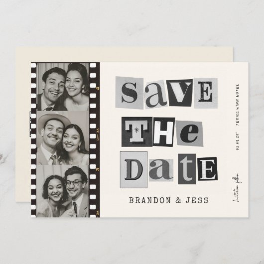 Moderne papiersnede Bewaar de datum Foto Qr Code Save The Date (Voorkant / Achterkant)