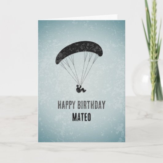 Moderne Paraglider Grafisch op Grunge Metal Birthd Kaart (Voorkant)