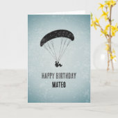 Moderne Paraglider Grafisch op Grunge Metal Birthd Kaart (Gele Bloem)