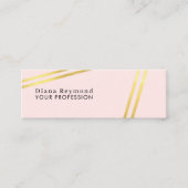 Moderne Parallel Faux Gold Stripes Fair Pink Mini Visitekaartje (Voorkant)