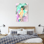 Moderne Paraplu Vrouw Canvas Prin Vintage Schilder Afdruk (Insitu (Slaapkamer))