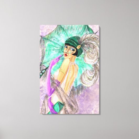 Moderne Paraplu Vrouw Canvas Prin Vintage Schilder Afdruk (Voorkant)