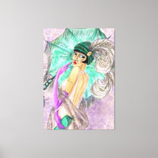 Moderne paraplu vrouw canvas print  schilderij (Voorkant)