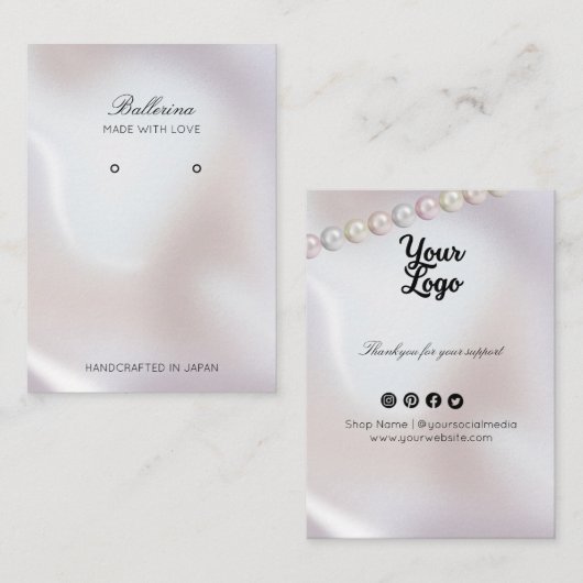 Moderne Parel Achtergrond Oorbellen Visitekaartje (Voorkant / Achterkant)