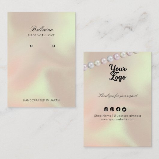 Moderne Parel Achtergrond Oorbellen Visitekaartje (Voorkant / Achterkant)