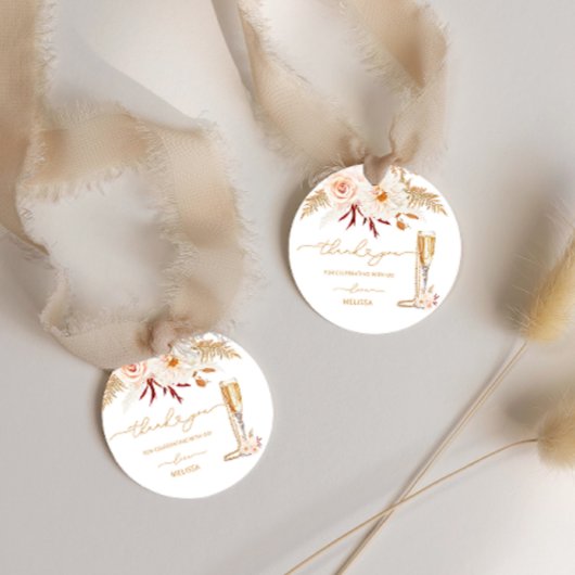 Moderne Parels en Prosecco Bruidsdiner Bedankt Bedankjes Labels