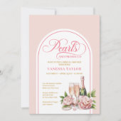 Moderne Parels en Prosecco Bruidsfeest Uitnodiging (Voorkant)