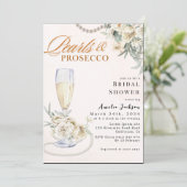Moderne parels en prosecco floral Vrijgezellenfees Kaart (Staand voorkant)