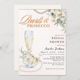 Moderne parels en prosecco floral Vrijgezellenfees Kaart