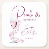 Moderne parels en Prosecco Vrijgezellenfeest bruil Kartonnen Onderzetters (Voorkant)