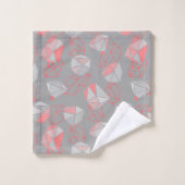 Moderne Pareltjes Patroon grijs en koraal Bad Handdoek (Wasdoekje)