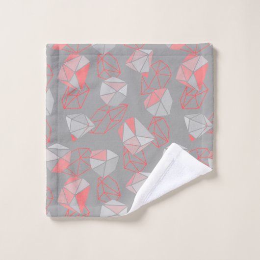 Moderne Pareltjes Patroon grijs en koraal Bad Handdoek (Wasdoekje)