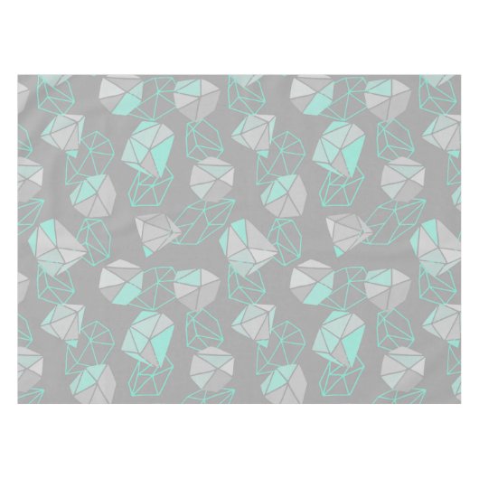 Moderne Pareltjes Pattern Grey & Aqua Tafelkleed (Voorkant (Horizontaal))