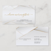 Moderne parelwitte en gouden geometrische figuur visitekaartje (Voorkant / Achterkant)