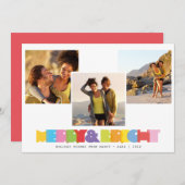 Moderne paren 3 Fotokleuring en helderheid Feestdagenkaart (Voorkant / Achterkant)
