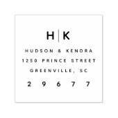 Moderne paren bruiloft Monogram retouradres Zelfinktende Stempel (Design)