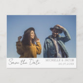 Moderne paren foto sparen het huwelijk van de Datu Aankondigingskaart (Voorkant)