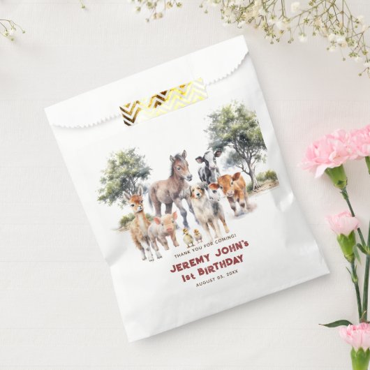 Moderne partij boerderijdieren dank u voor het kom bedankzakje (Gezegeld)