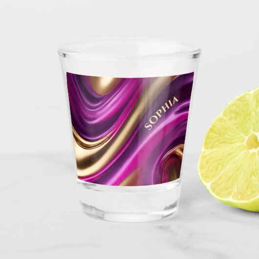 Moderne partijbril-Paarse Roze en Goud- Shot Glas (Voorkant)