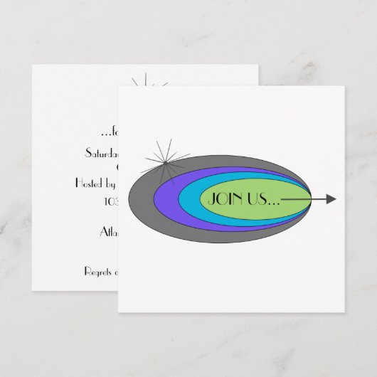 Moderne partijuitnodiging uit de midden eeuw kaart (Voorkant / Achterkant)
