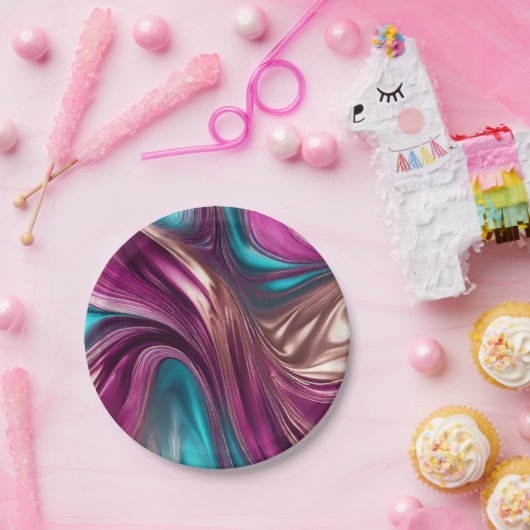 Moderne Party Supplies-Magenta Turquoise Gold- Papieren Bordje (Feest)