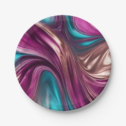 Moderne Party Supplies-Magenta Turquoise Gold- Papieren Bordje (Voorkant)