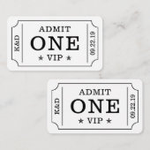 Moderne Party Toegangsticket - Zwart & Wit Informatiekaartje (Voorkant / Achterkant)