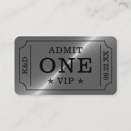 Moderne Partytoegangsticket - Zilver Informatiekaartje (Voorkant)